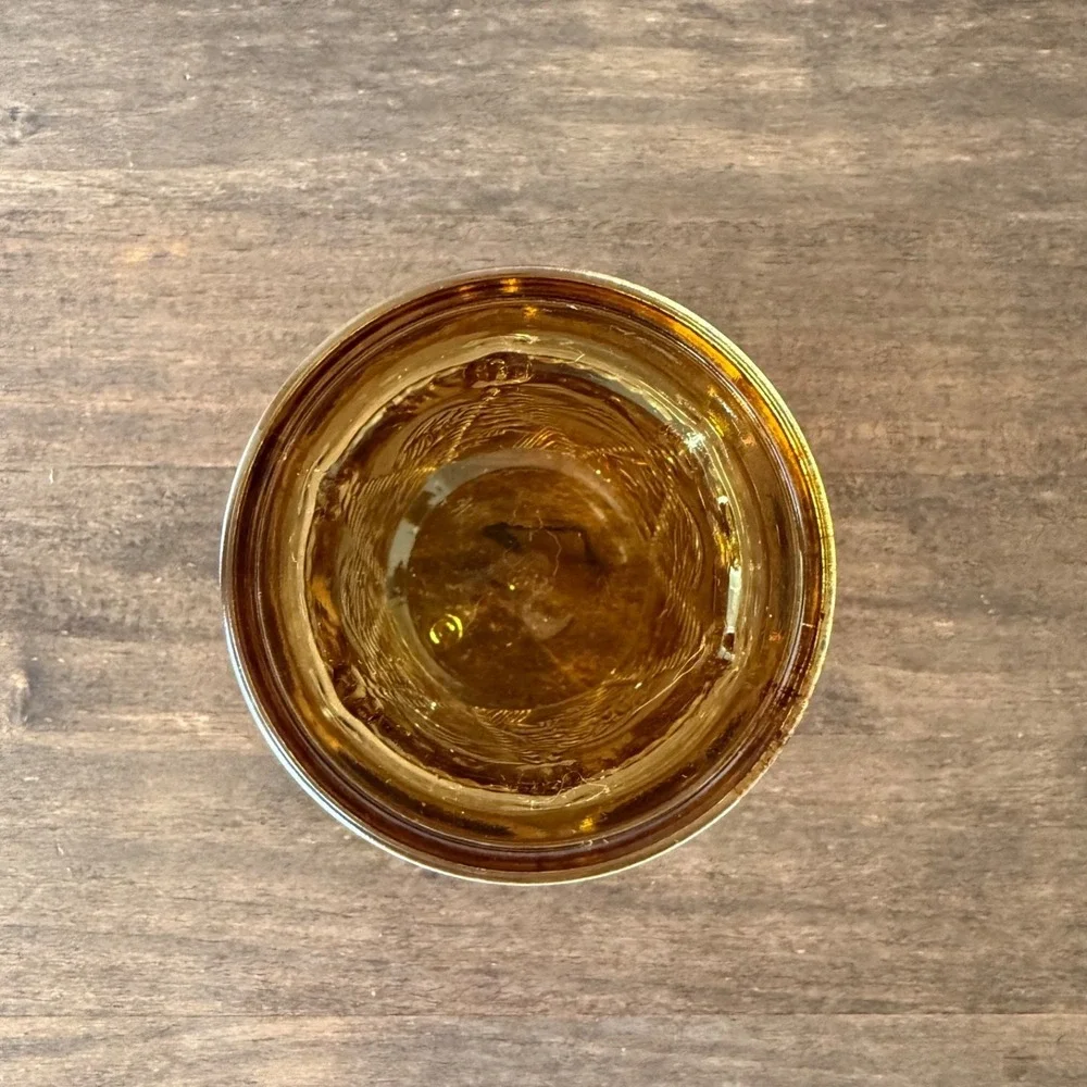 Vintage Wheaton Glass Amber Eagle Drum Juice Glass Tumbler 4